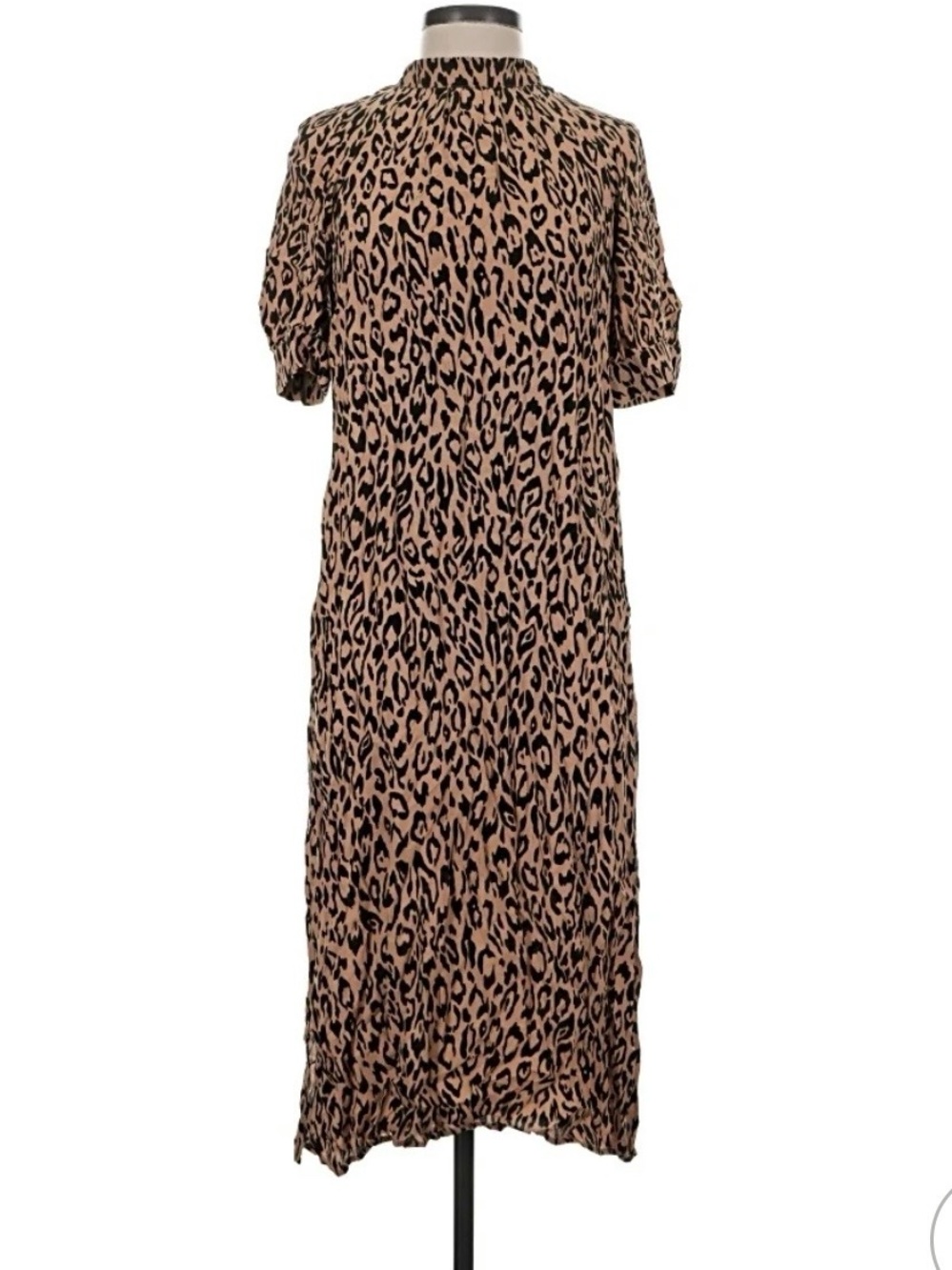 Anthropologie Leopard-Print Midi Dress in Beige and Black
